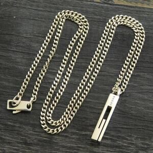 GUCCI Necklace GG Bar Pendant 925 Sterling Silver